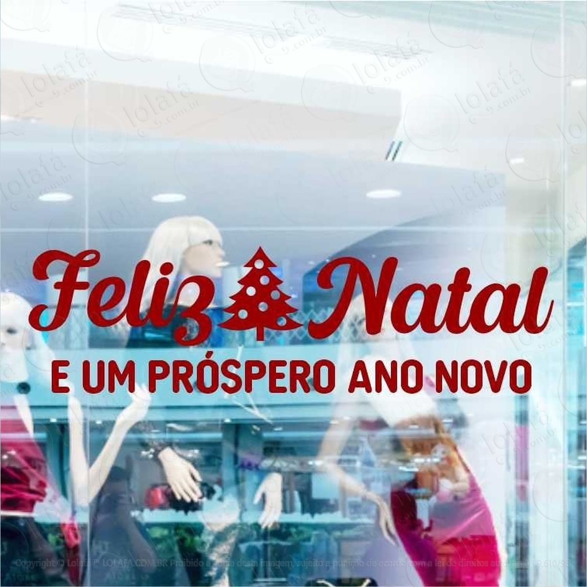 decoração vitrine adesivo feliz natal ano novo 95cm x 25cm mod:439