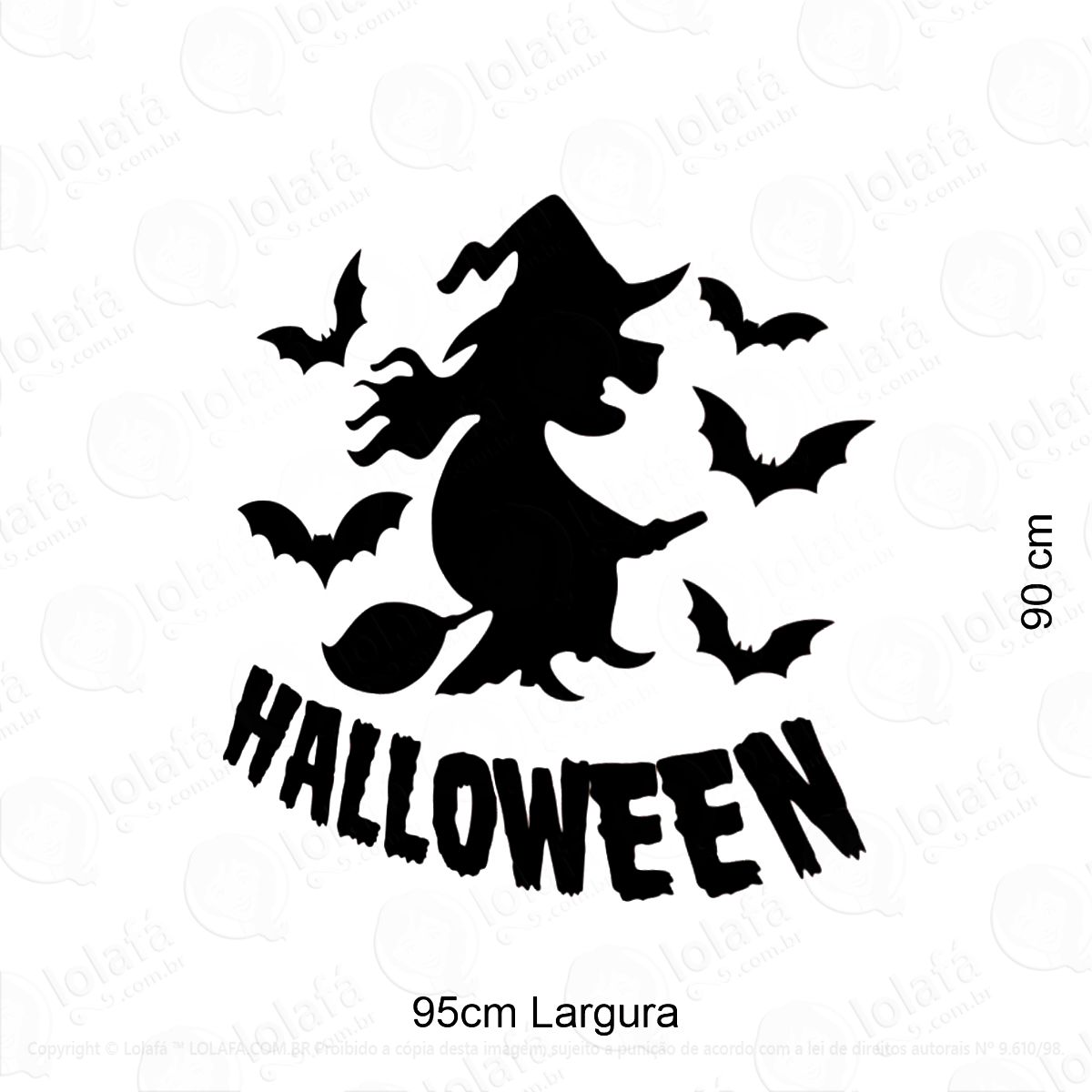 adesivo halloween bruxa para vitrine parede loja mod:480