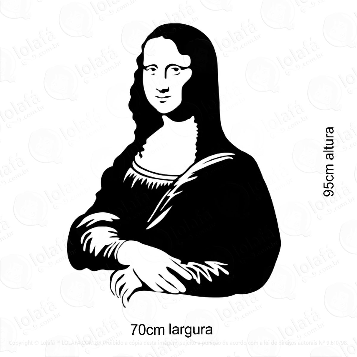 adesivo de parede decorativo monalisa sala escritório quarto mod:481