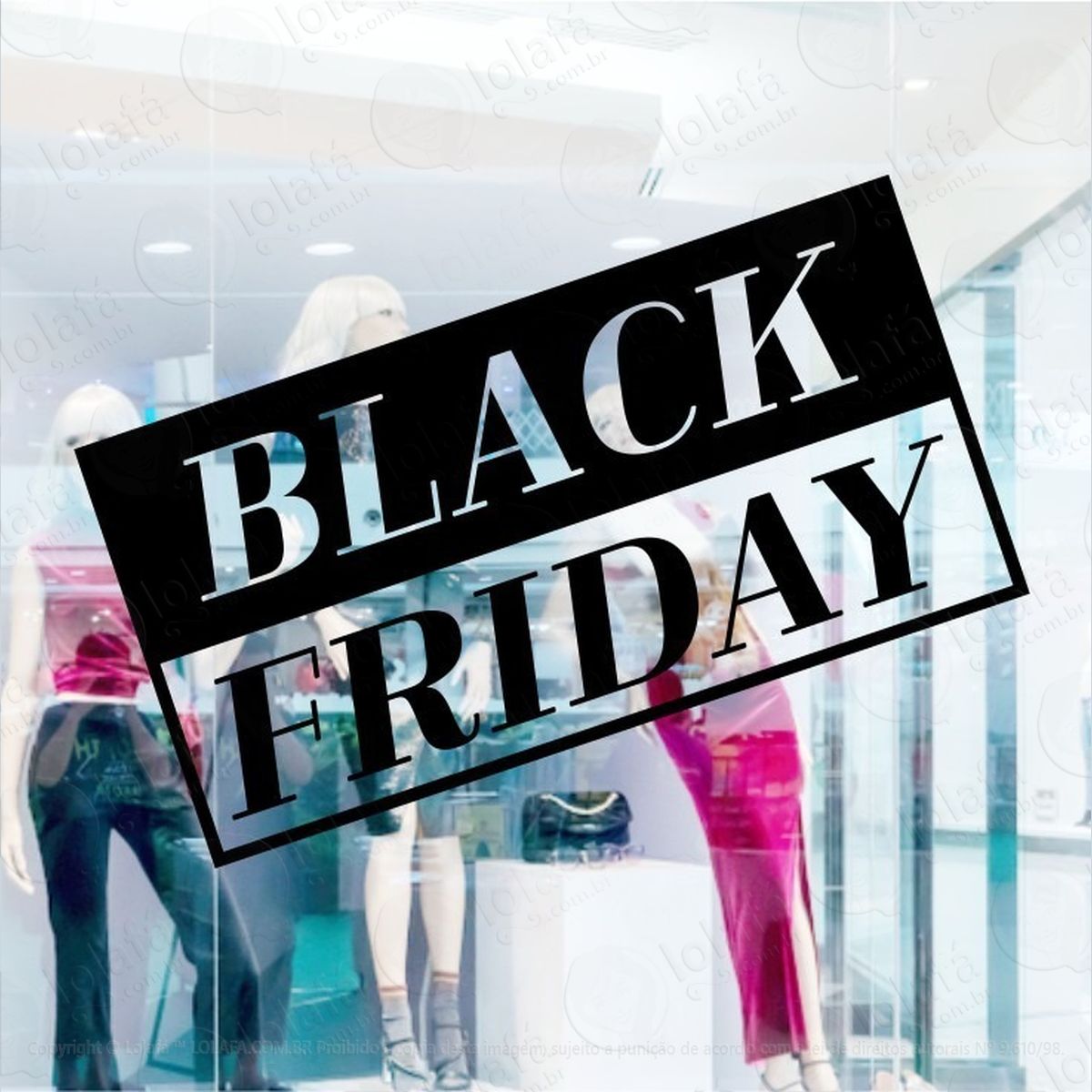 adesivo vitrine parede de loja black friday 95x50cm mod:483