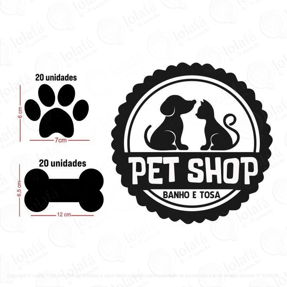 kit adesivo decorativo parede para pet shop banho e tosa 2 mod:492