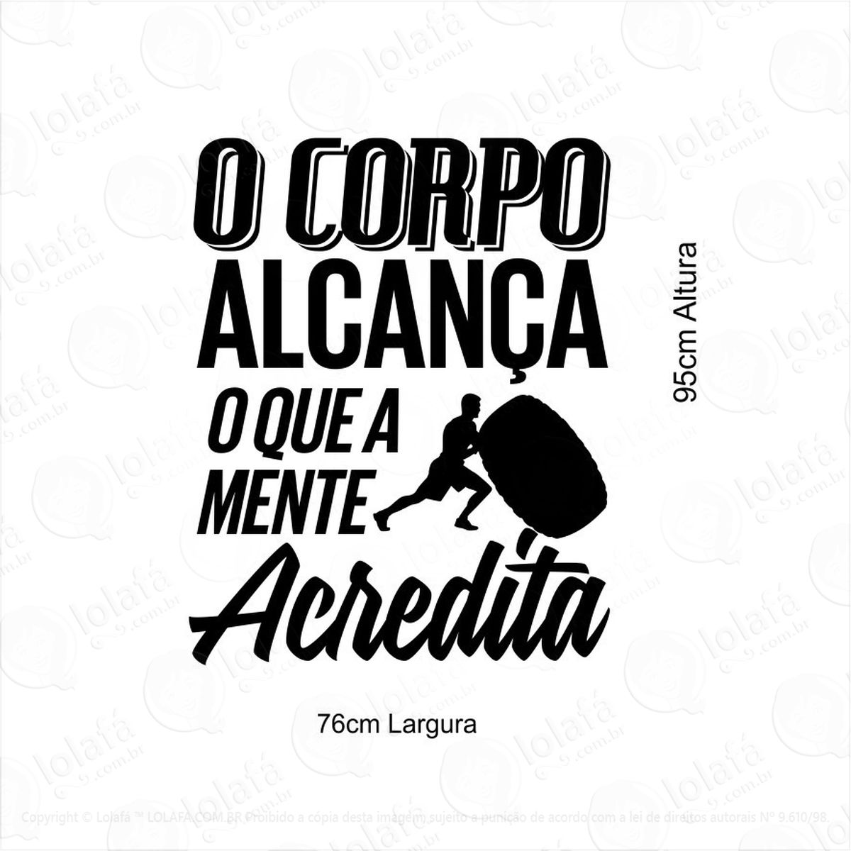 adesivo para academia decorativo de parede frase mod:500