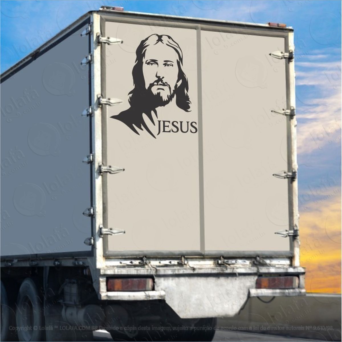 adesivo para caminhão bau rosto jesus grande mod:511