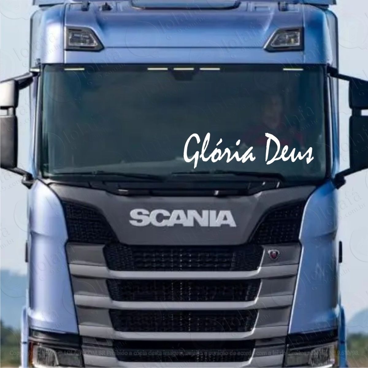 adesivo glória deus parabrisa caminhão scania volvo fh man mod:562