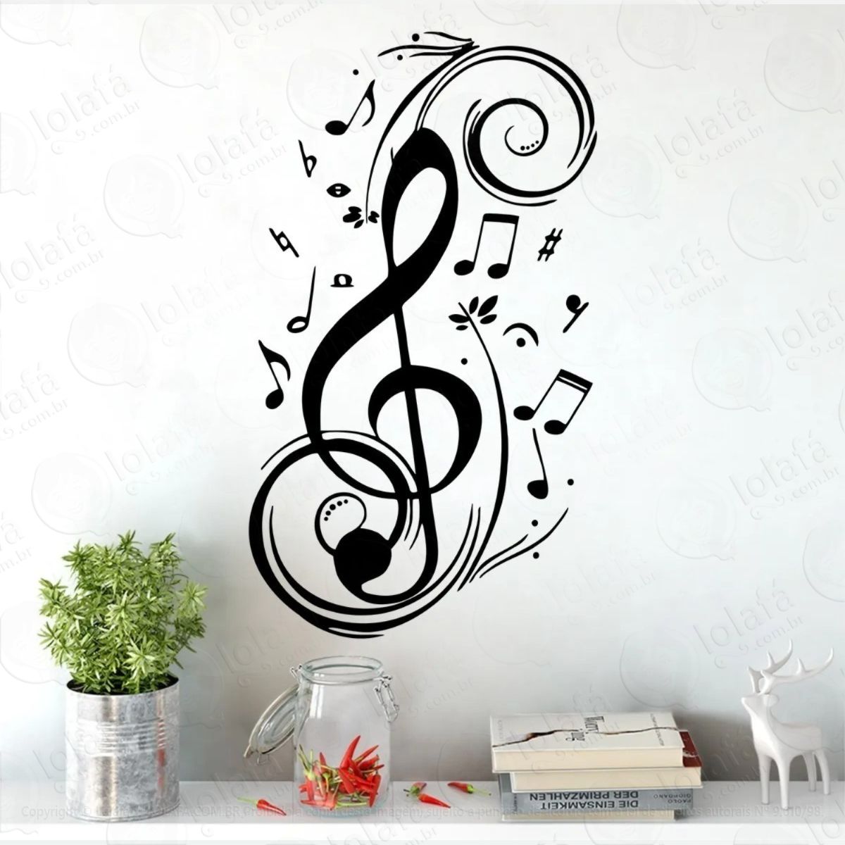 adesivo vinil decorativo para parede sala quarto notas music mod:569