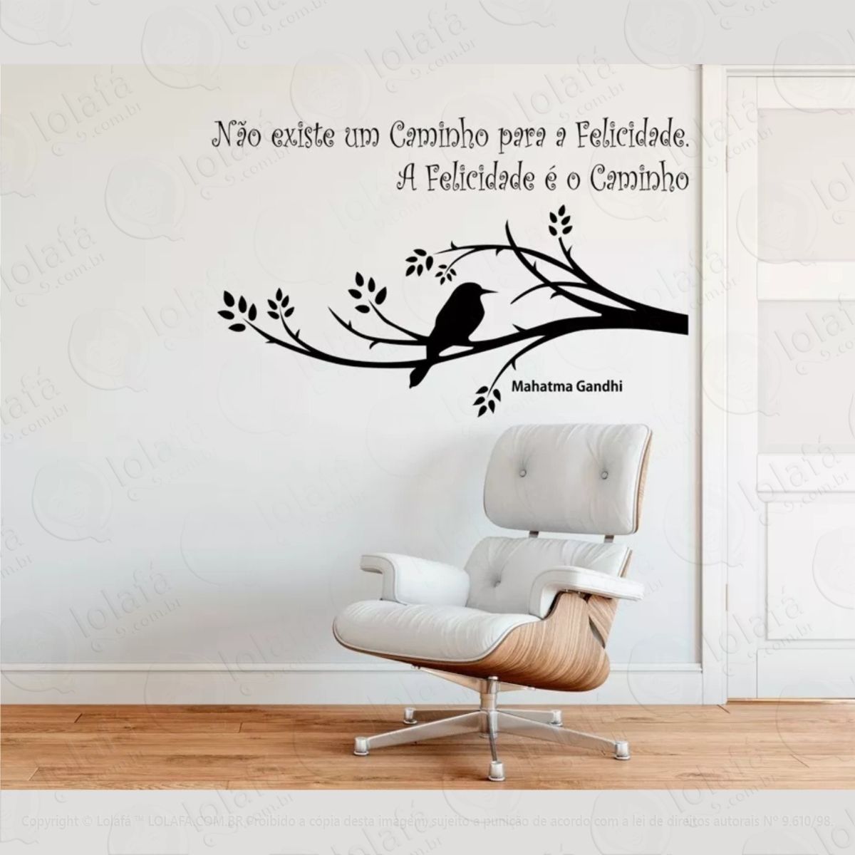 adesivo decorativo de parede frase pensamento mahatma gandhi mod:573