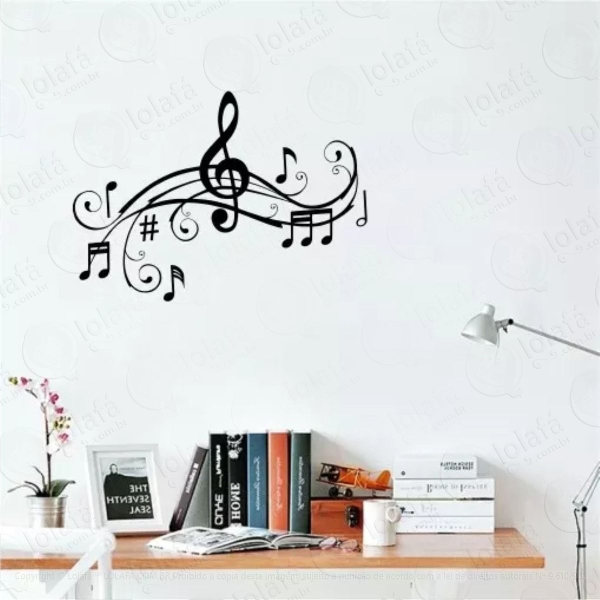 adesivo de parede notas símbolos musicais música 70cm mod:576