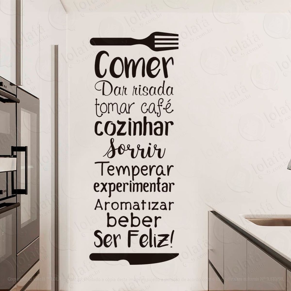 adesivo de parede frase decorativa cozinha mod:589