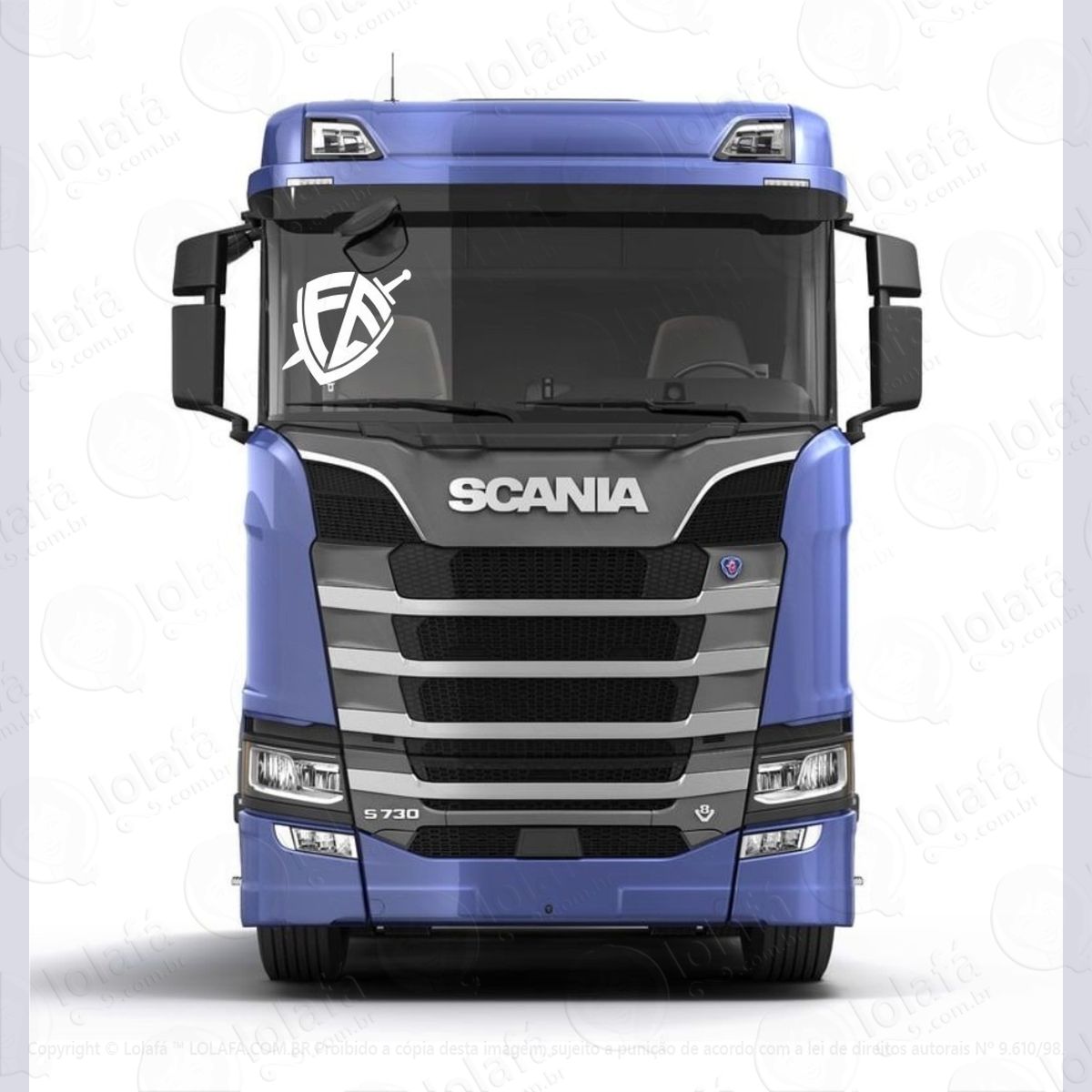 adesivo escudo da fé parabrisa baú caminhão scania volvo man mod:616