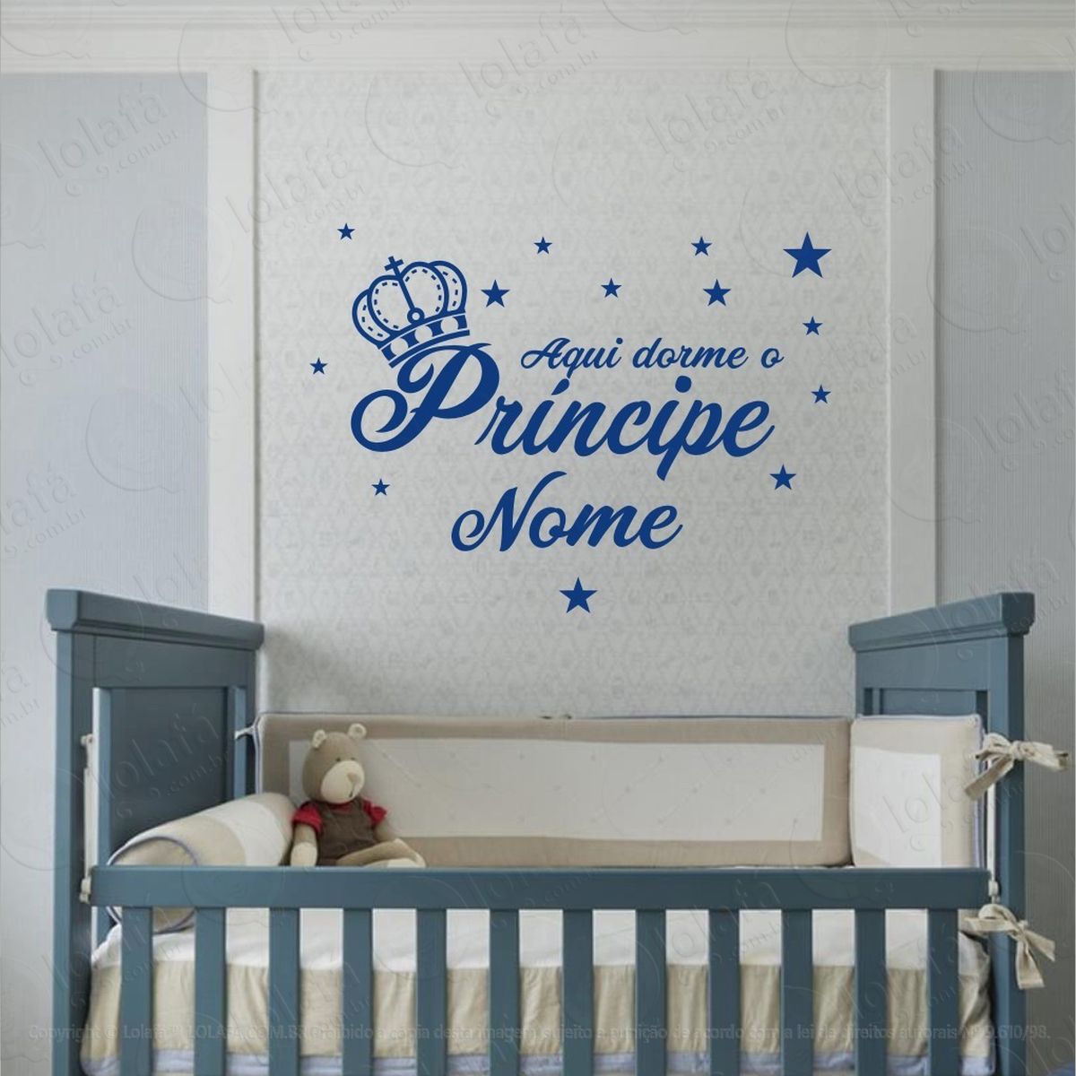 adesivo quarto infantil menino príncipe + nome personalizado mod:696