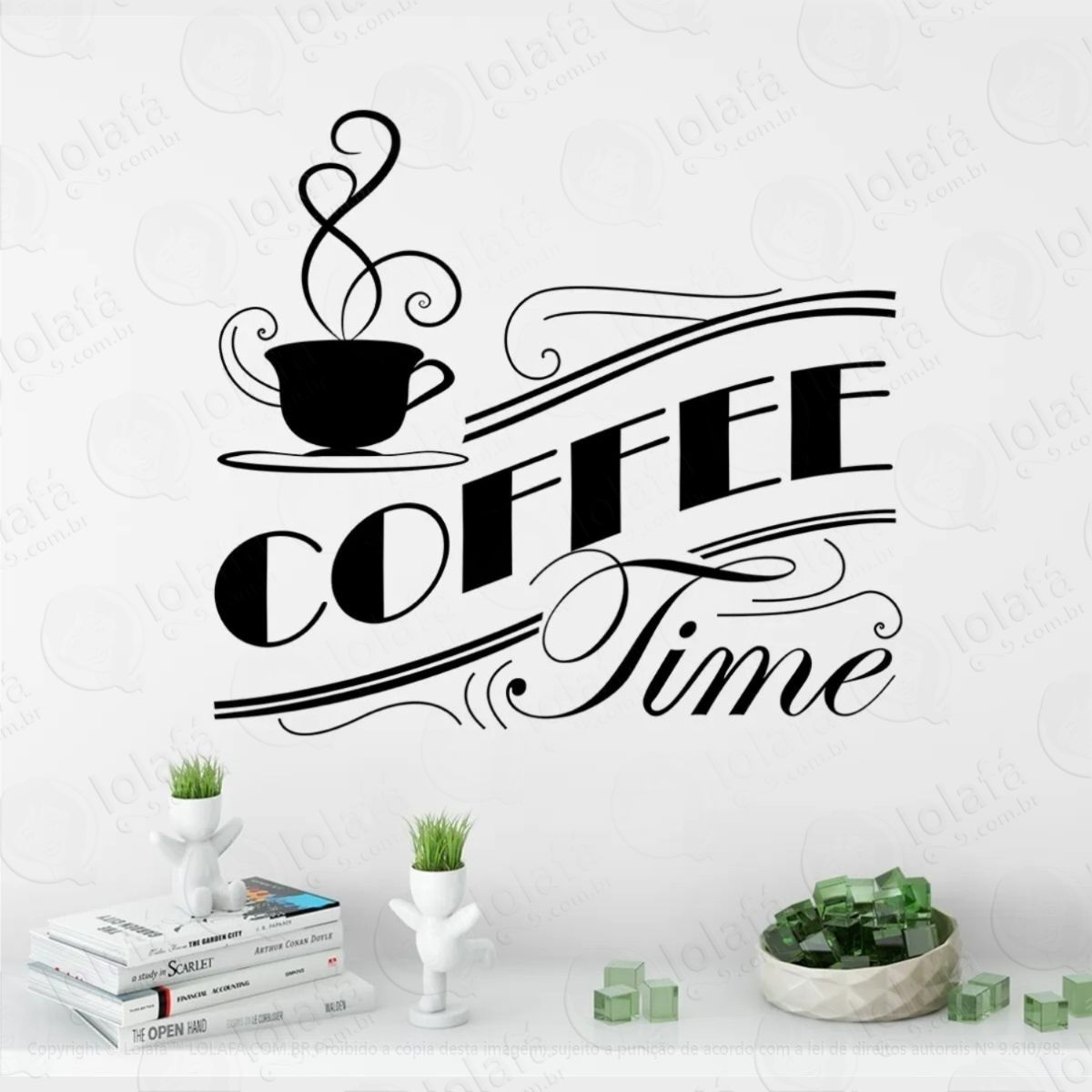 adesivo decorativo de parede cozinha coffe time café mod:704