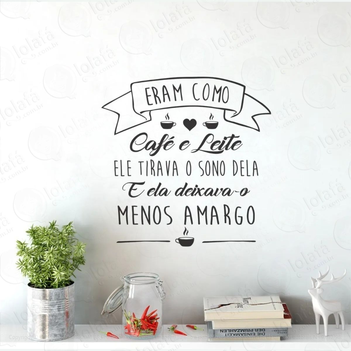 adesivo decorativo de parede cozinha eram como café e leite mod:728