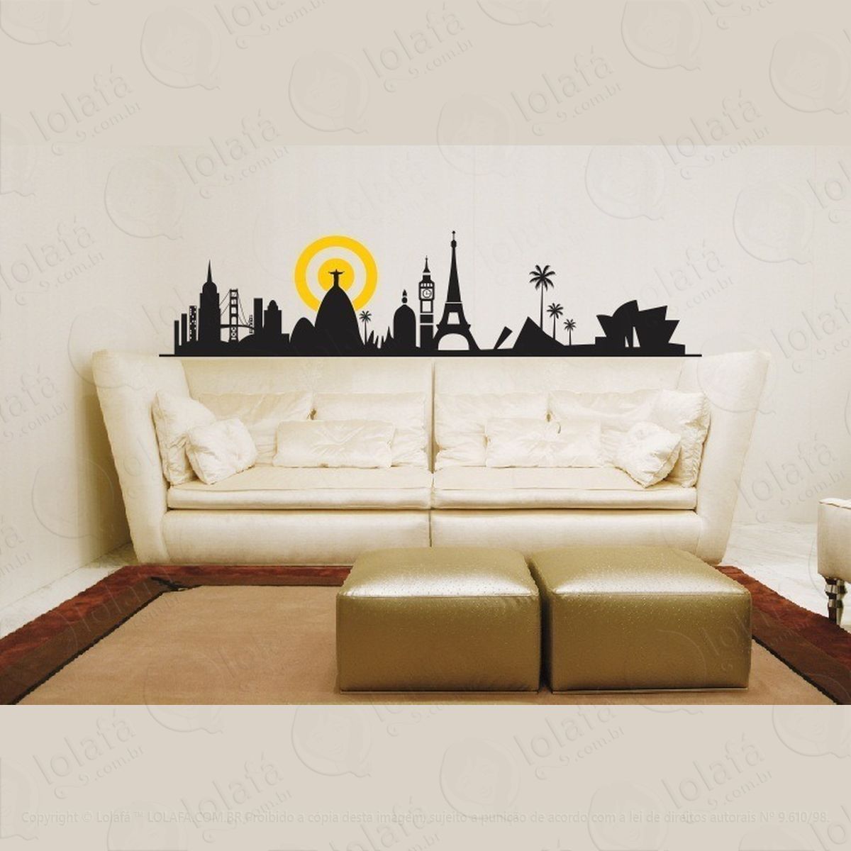 adesivo decorativo  new york, rio, londres, paris  1,30m mod:798