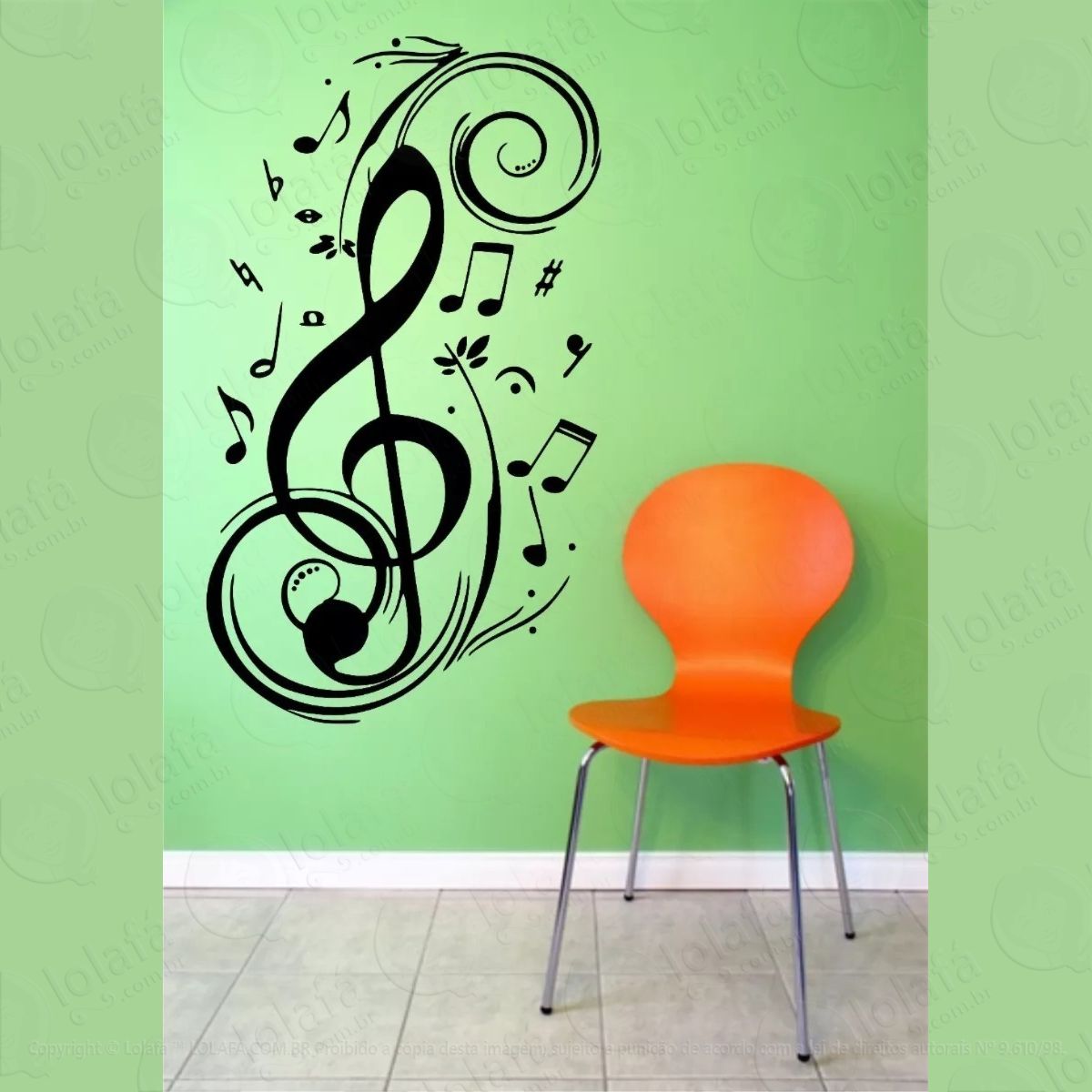 adesivo decorativo parede sala quarto notas musicais música mod:832