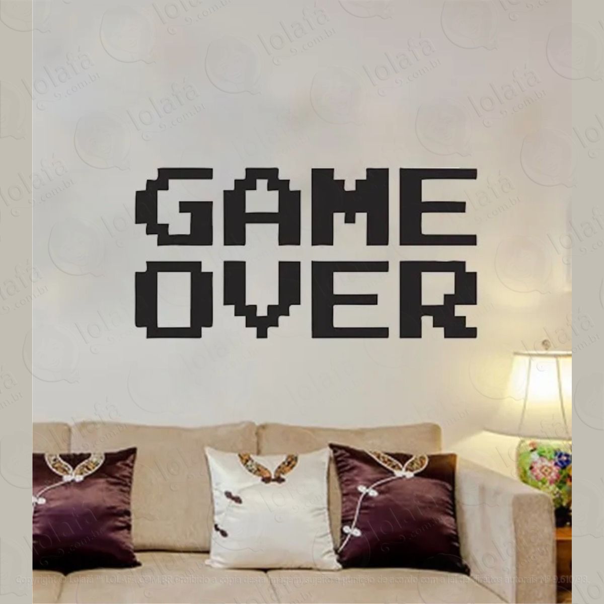 adesivo decorativo frase game over mod:842