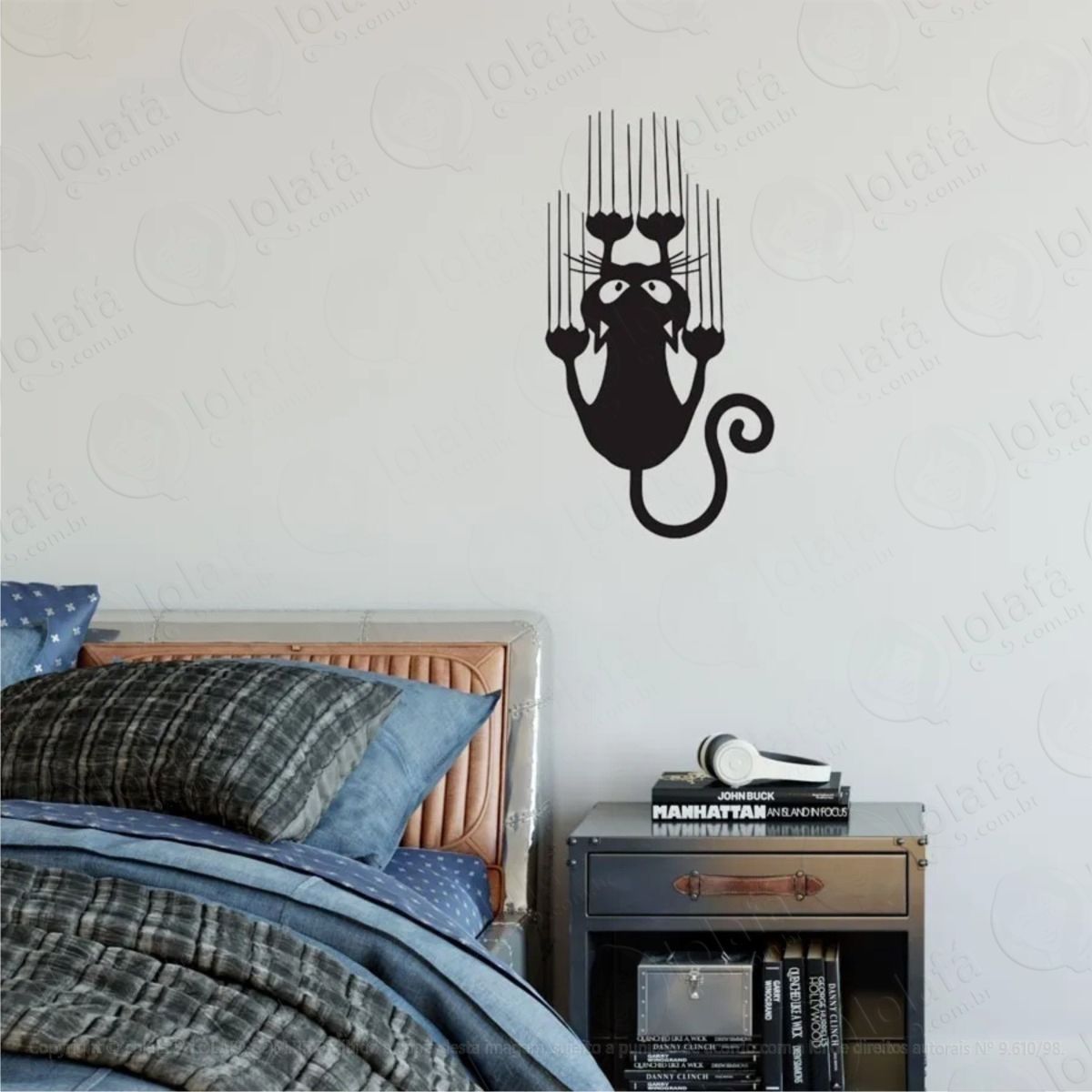 adesivo decorativo parede animal gato arranhando a parede mod:876