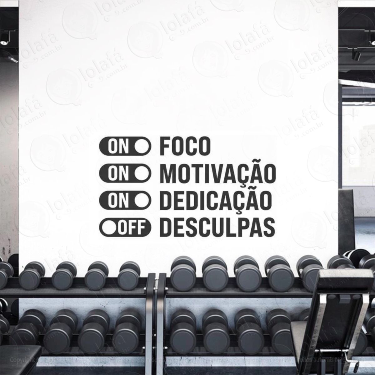adesivo de parede decorativo foco motivação academia fitness mod:894