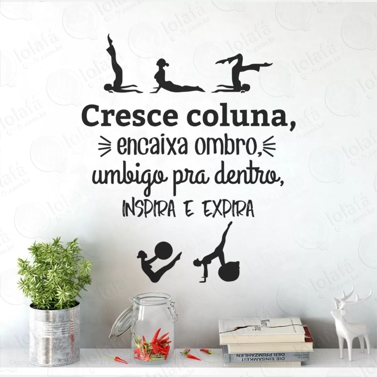 adesivo decorativo frases pilates cresce coluna mod:936