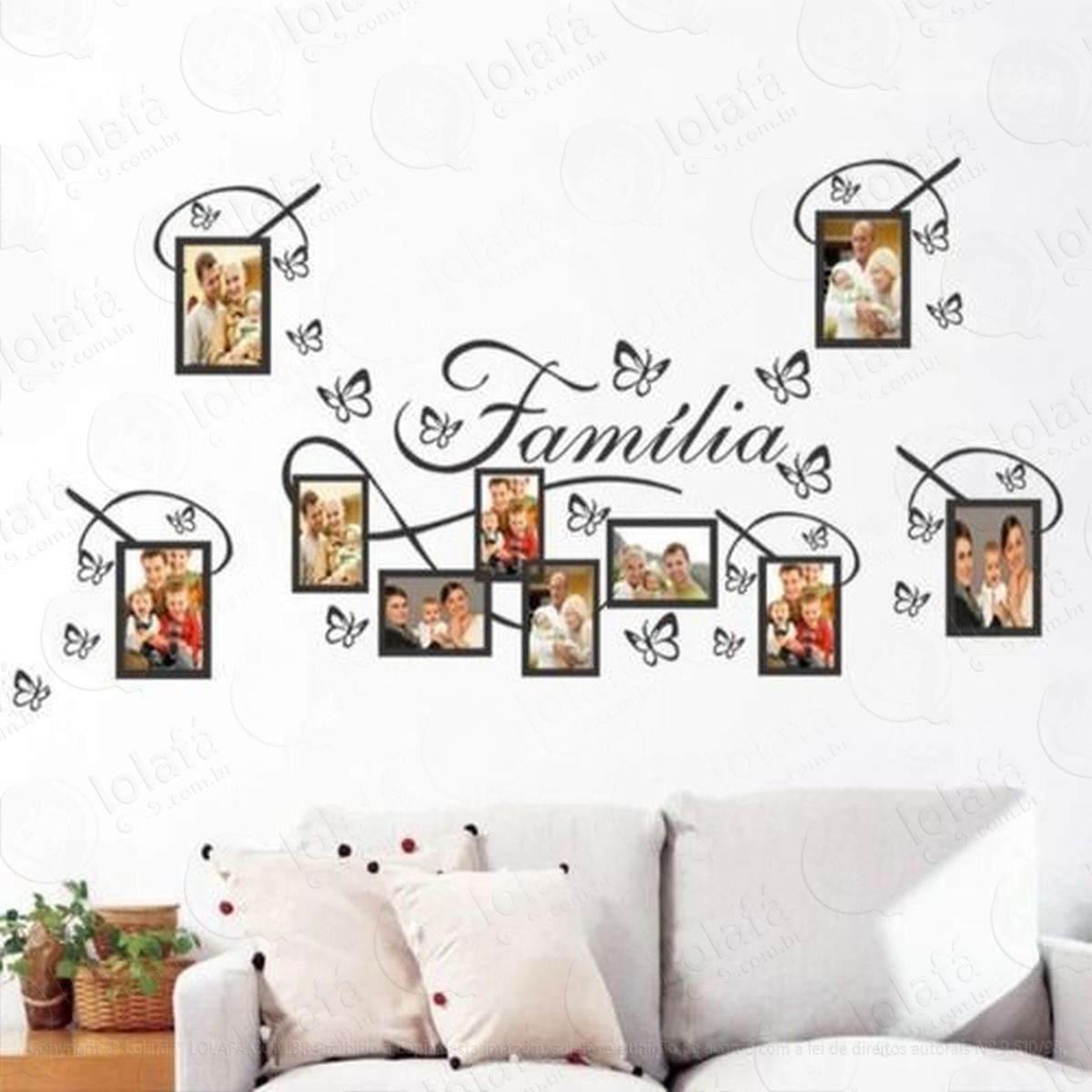 adesivo decorativo de parede fotos família mais 5 molduras mod:939