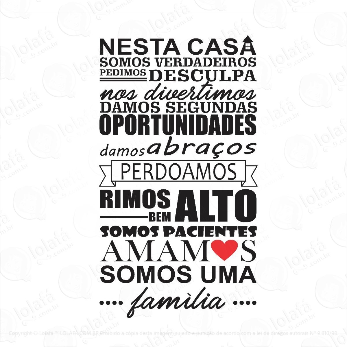 adesivos de parede frases nessa casa somos uma família mod:1011