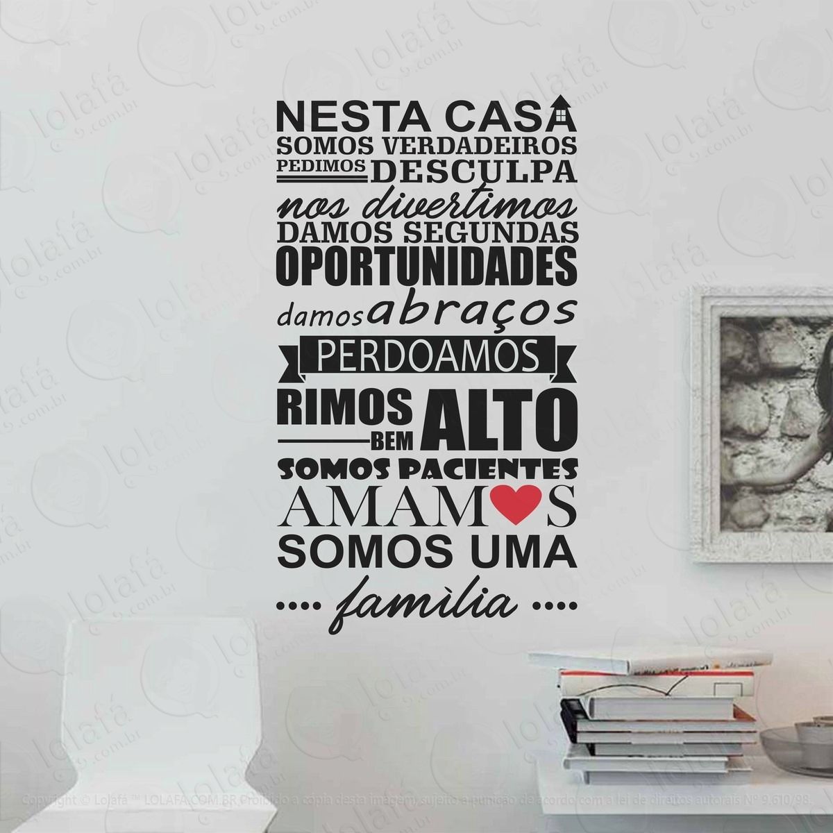 adesivos de parede frases nessa casa somos uma família mod:1068