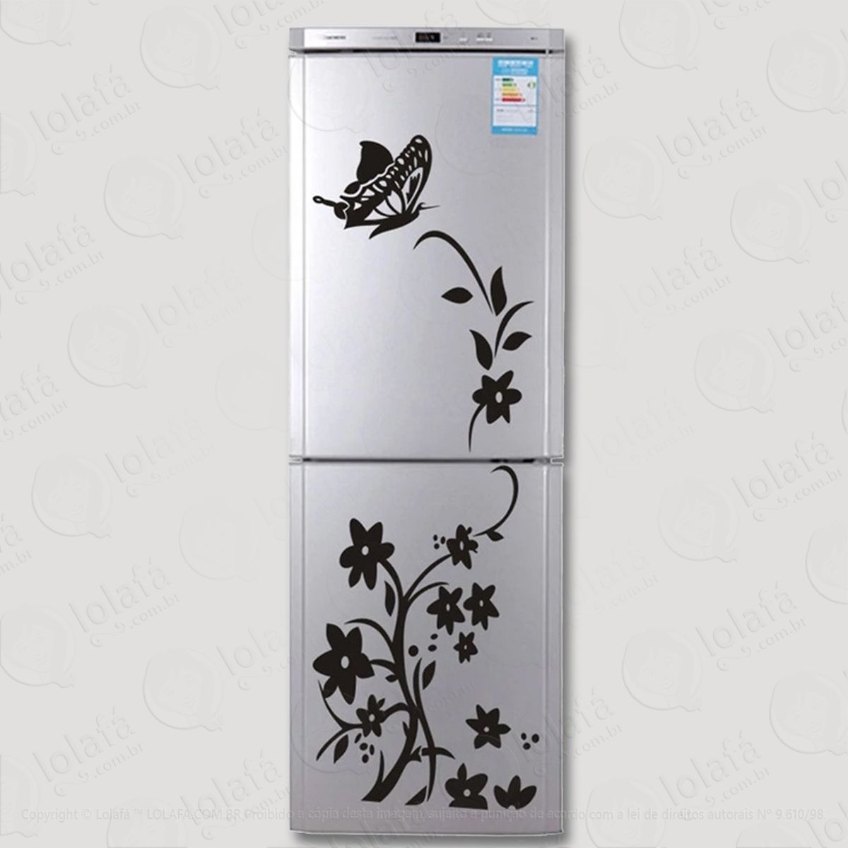adesivo de geladeira cozinha decal vinil lavável borboletas mod:1149