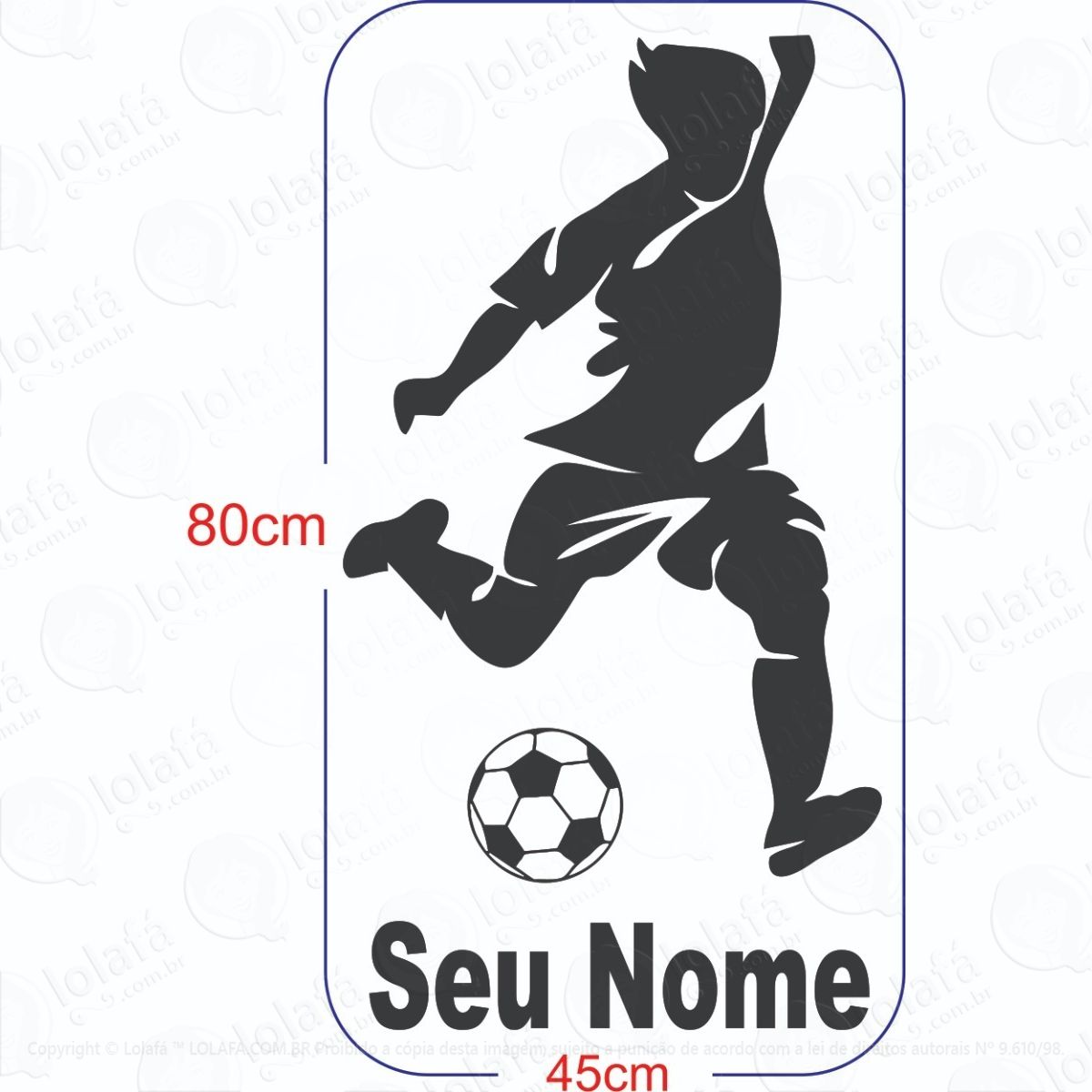 adesivo parede porta- futebol jogador personalizado nome n1 mod:1199