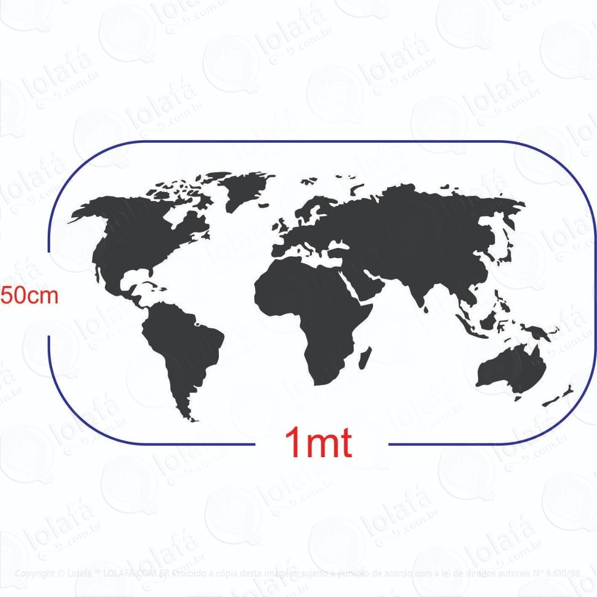 adesivo de parede - mapa múndi mundo países 1mt x 50cm mod:1212