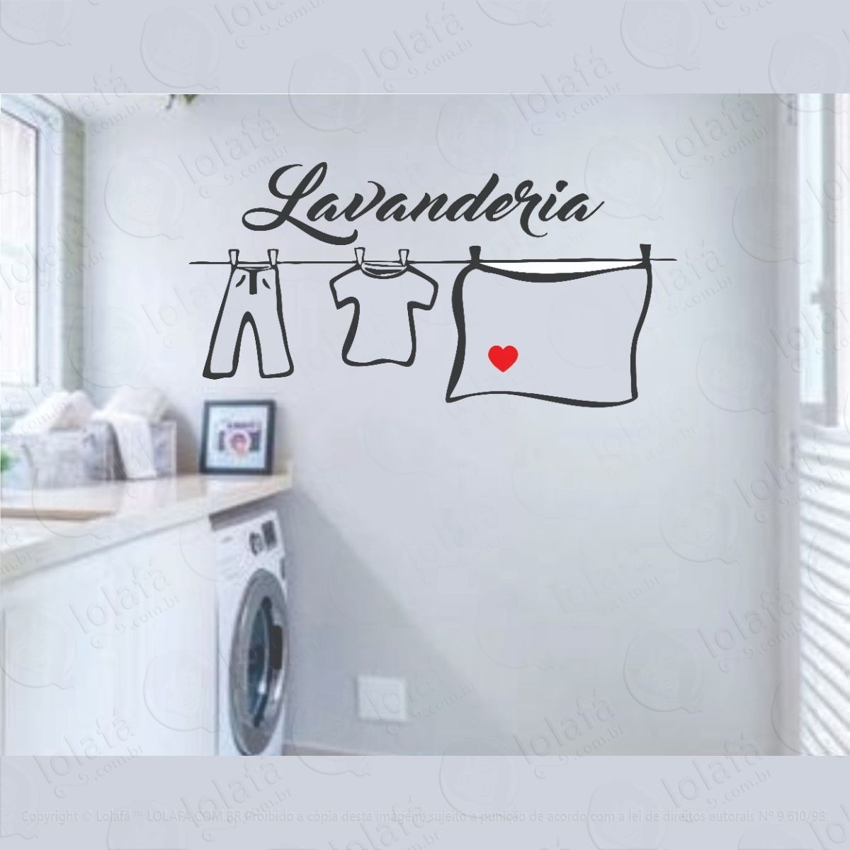 adesivo decorativo parede 80cmx50cm lavanderia frases mod:1263