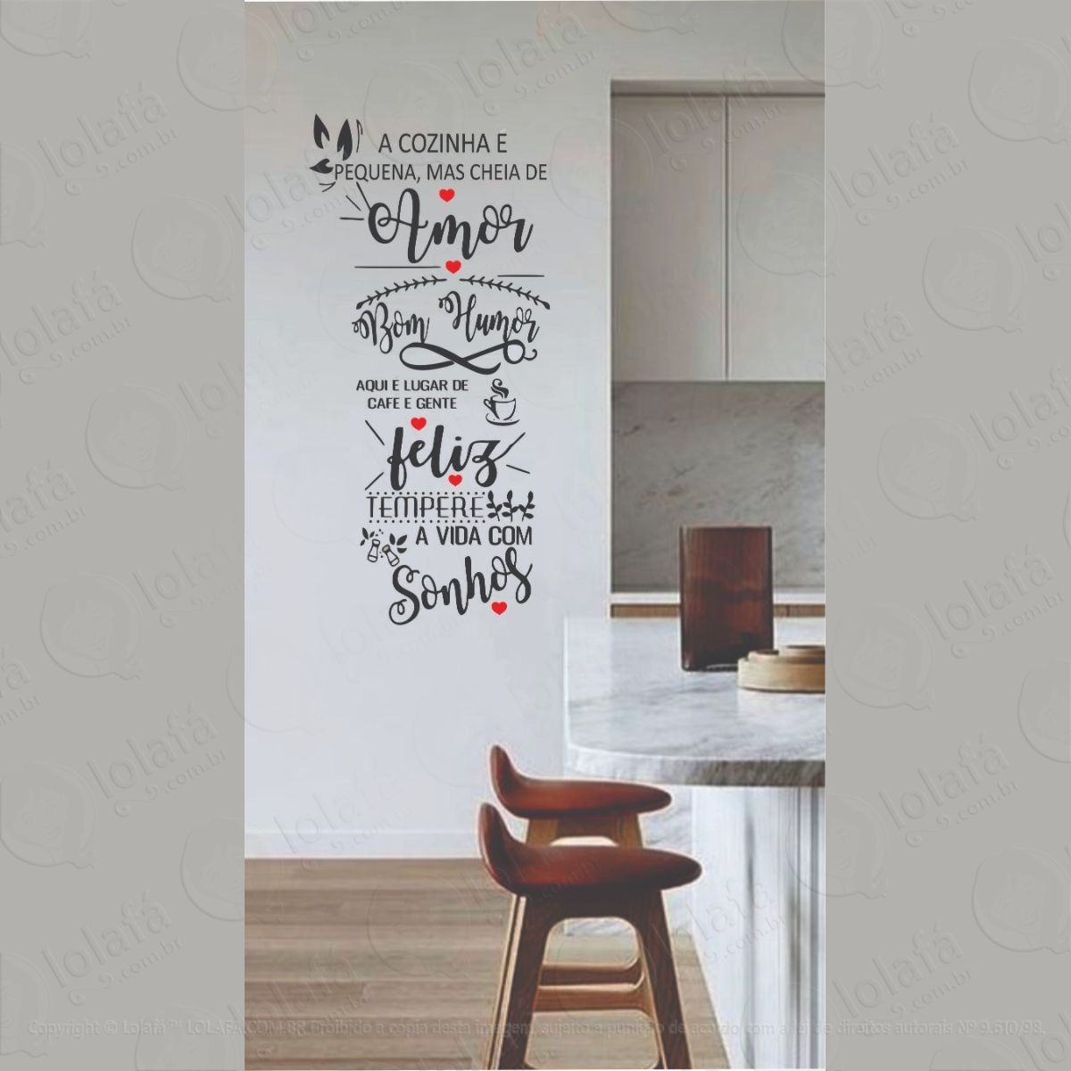 adesivo decorativo de parede frase bom humor cozinha mod:1272