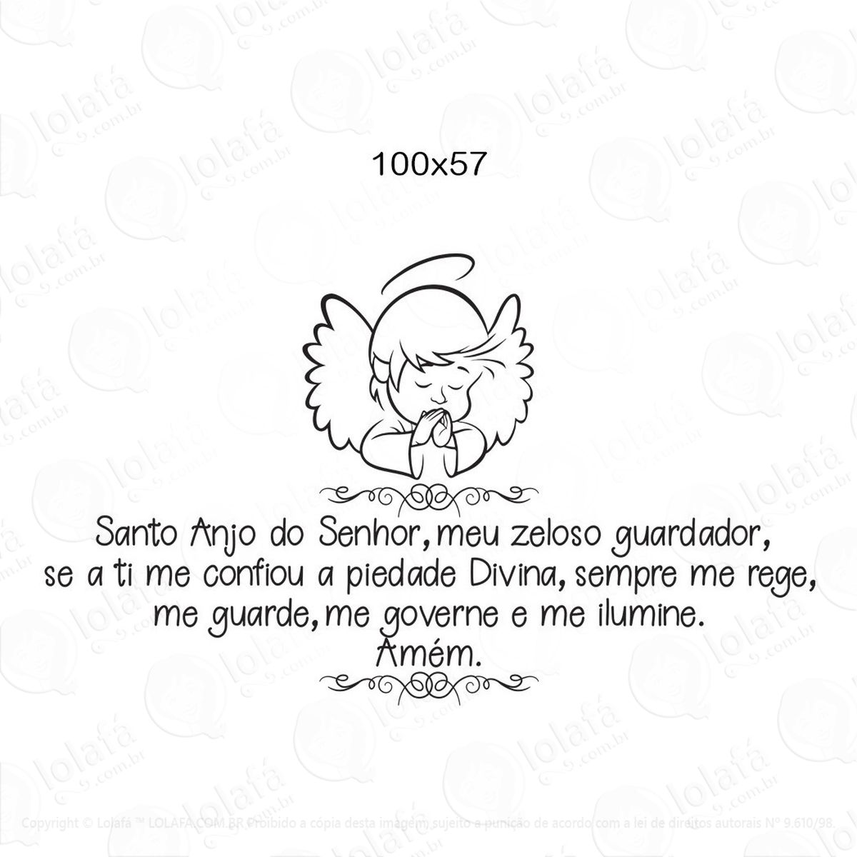 adesivo parede quarto bebê oração anjo da guarda 1,00x0,57m mod:1360