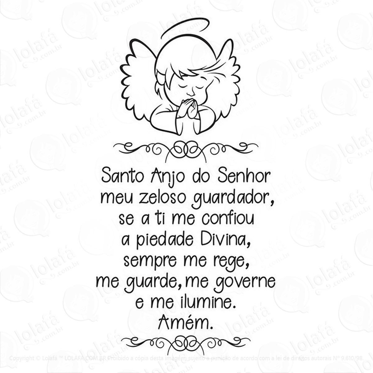 adesivo para parede infantil santo anjo do senhor + brinde mod:1395