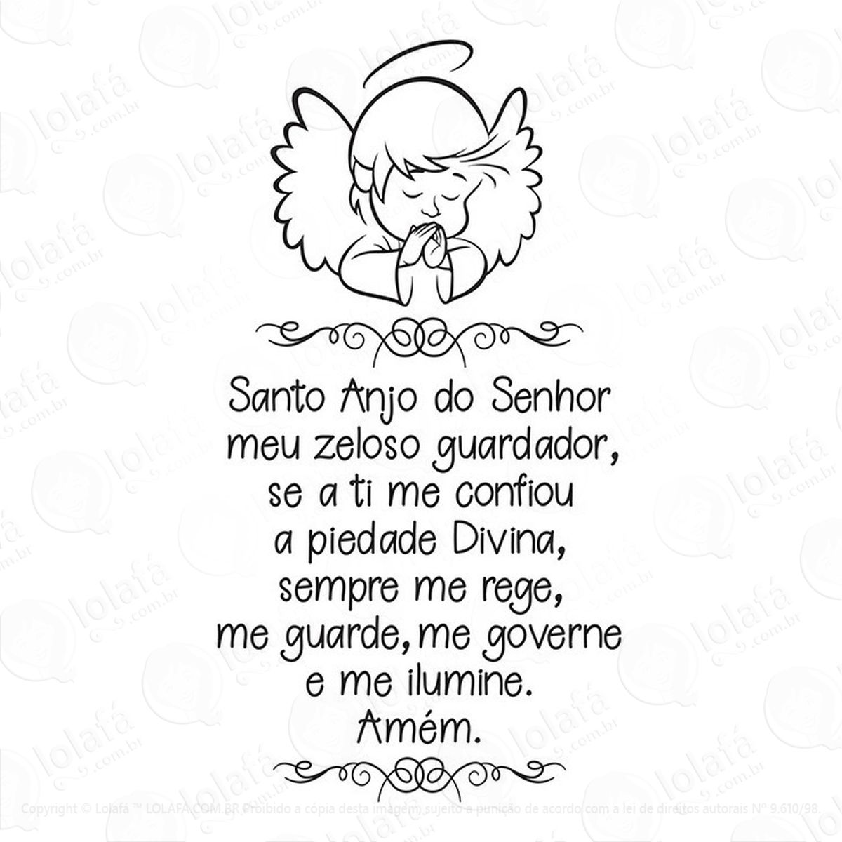 adesivo decorativo infantil oração do santo anjo mod:1614