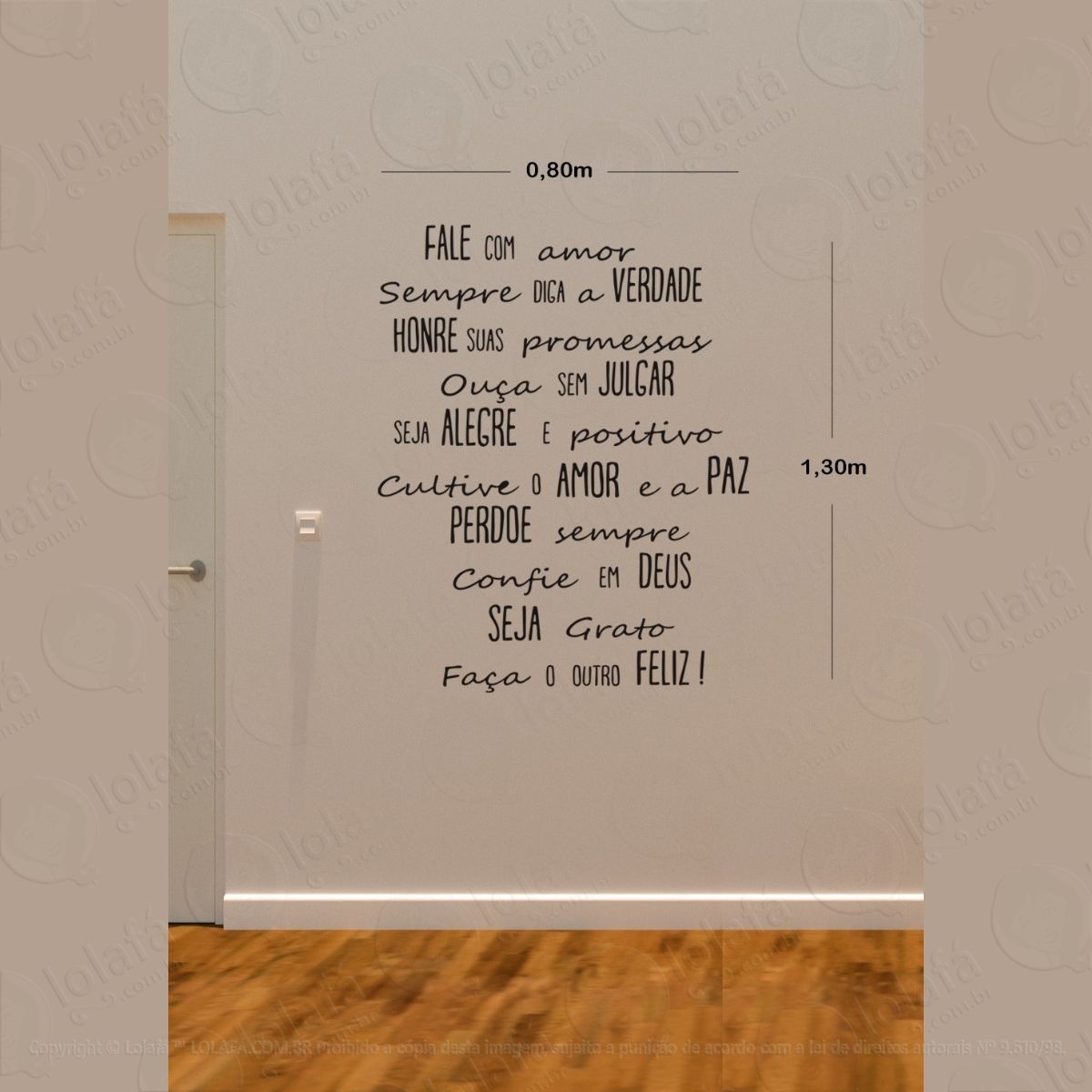 adesivo paredes frases fale com amor sempre diga a verdade mod:1637