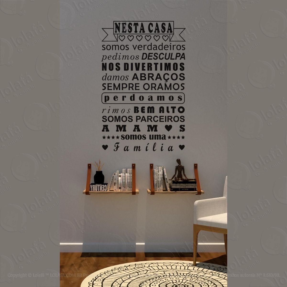 adesivo decorativo parede frases família cristã mod:1646