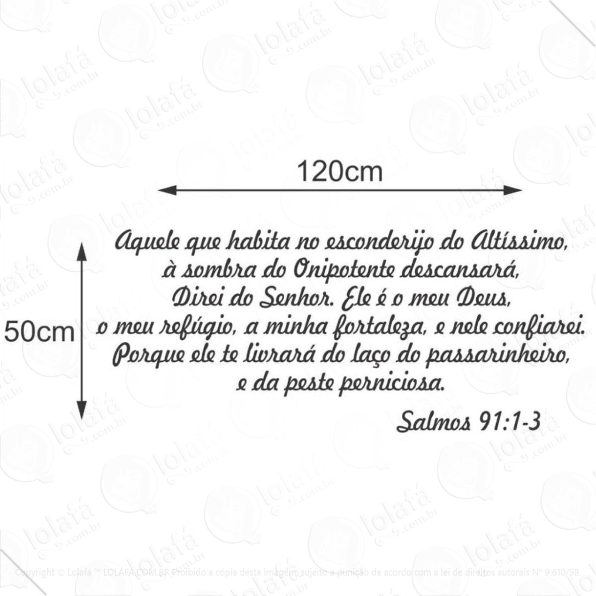 adesivo decorativo de parede frase salmo deus fé senhor mod:6778