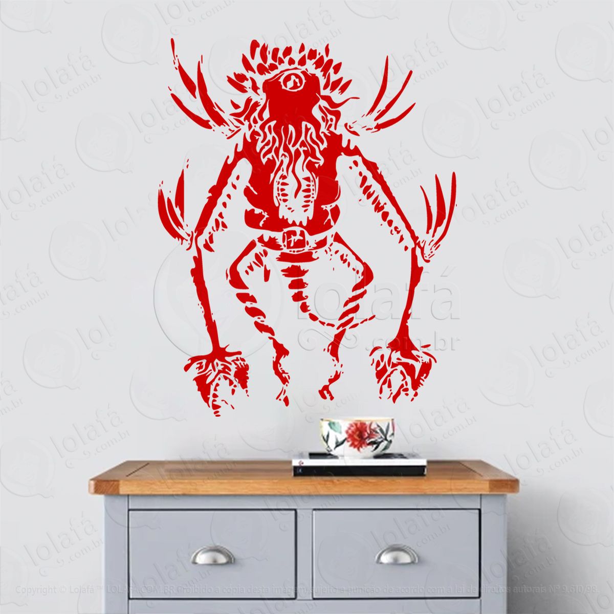 demônio demon adesivo de parede decorativo para casa, sala, quarto, vidro e altar ocultista - mod:16