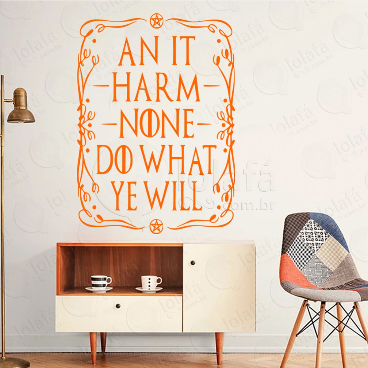 nenhum dano harm none adesivo de parede decorativo para casa, sala, quarto, vidro e altar ocultista - mod:25