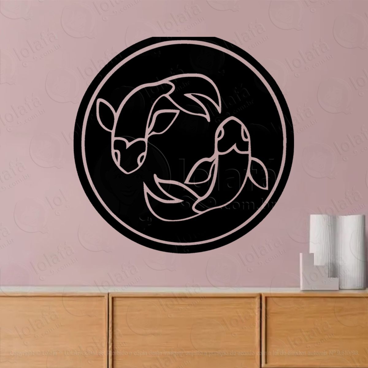 mandala signo de peixes astrologia pisces adesivo de parede decorativo para casa, sala, quarto, vidro e altar ocultista - mod:38