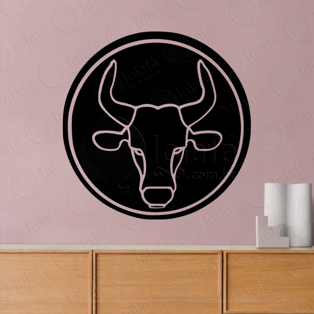 mandala signo de touro astrologia taurus adesivo de parede decorativo para casa, sala, quarto, vidro e altar ocultista - mod:41