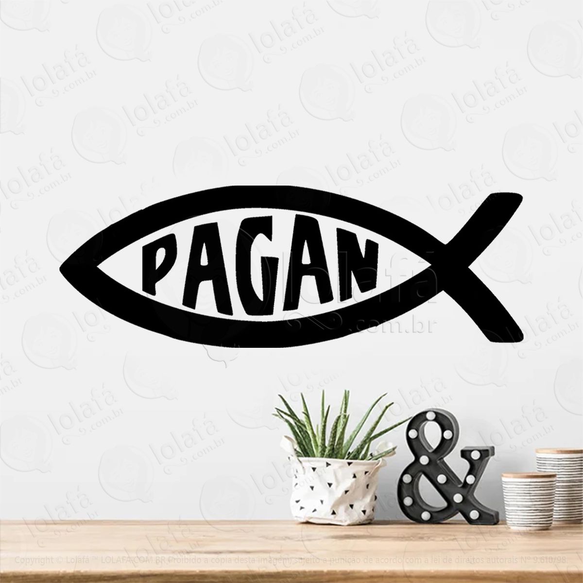 peixe pagão pagan fish adesivo de parede decorativo para casa, sala, quarto, vidro e altar ocultista - mod:47