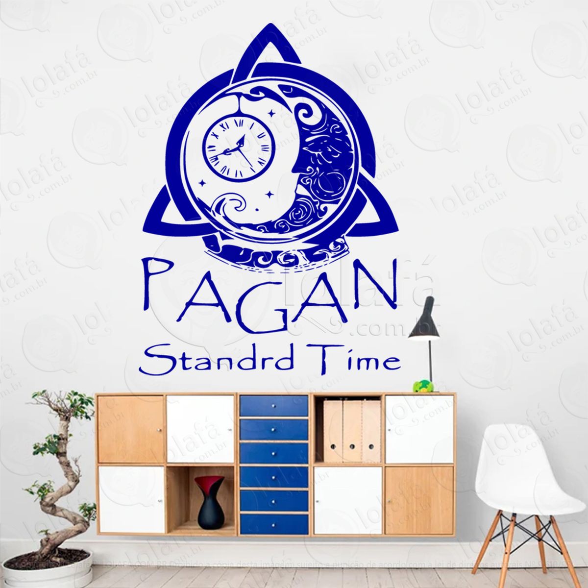 horário padrão pagão pagan standard time adesivo de parede decorativo para casa, sala, quarto, vidro e altar ocultista - mod:49