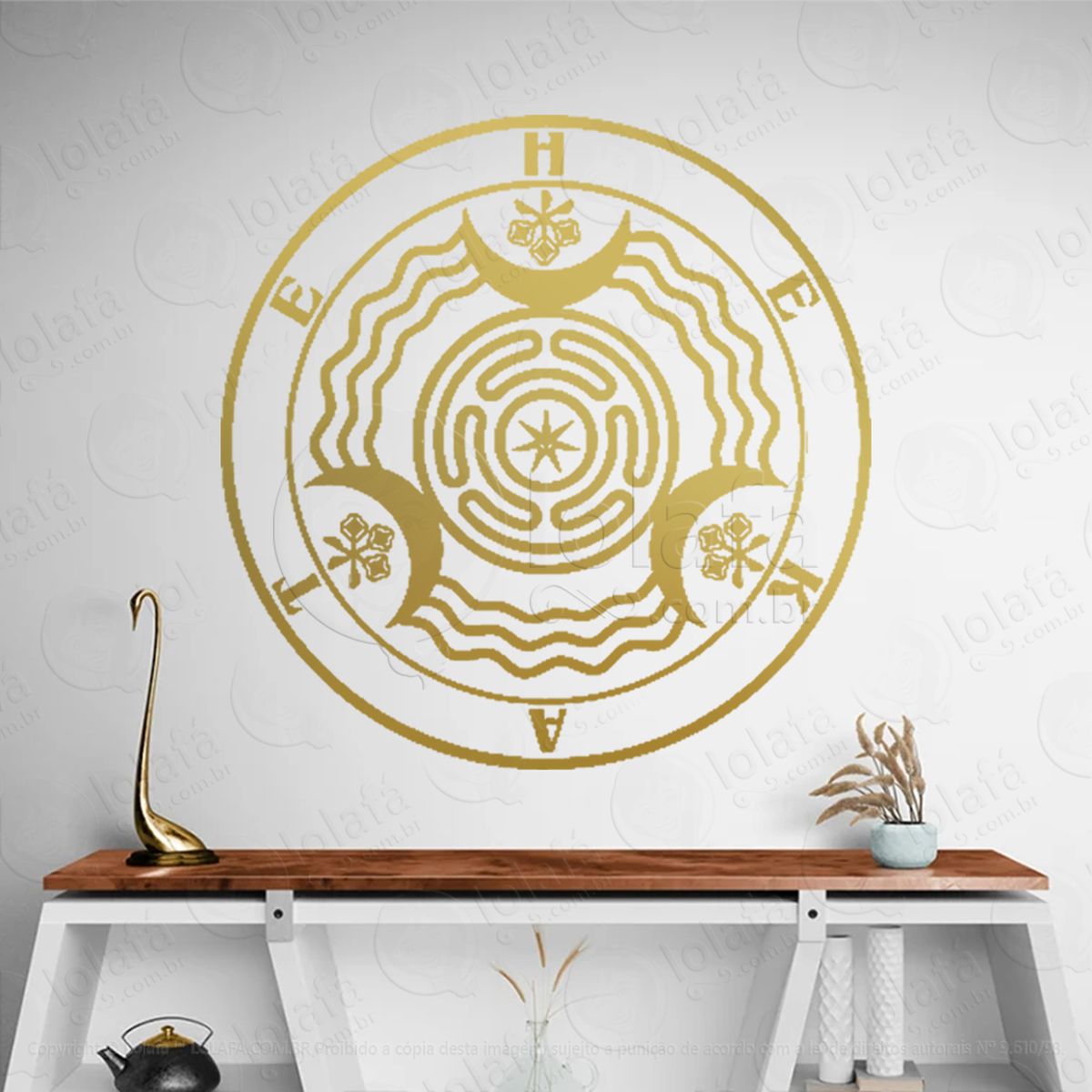 roda de hécate wheel adesivo de parede decorativo para casa, sala, quarto, vidro e altar ocultista - mod:51