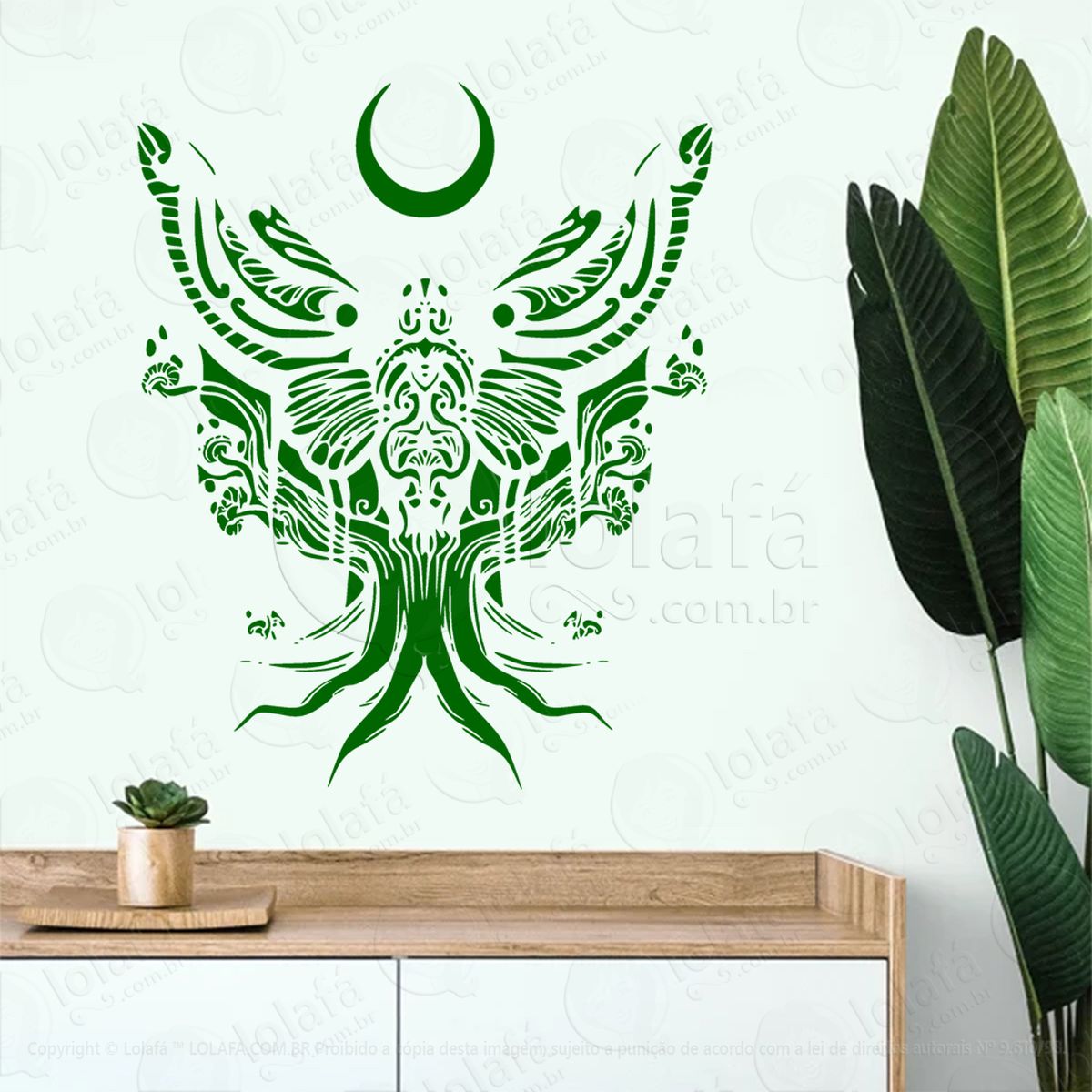 traça de Árvore tree moth adesivo de parede decorativo para casa, sala, quarto, vidro e altar ocultista - mod:68