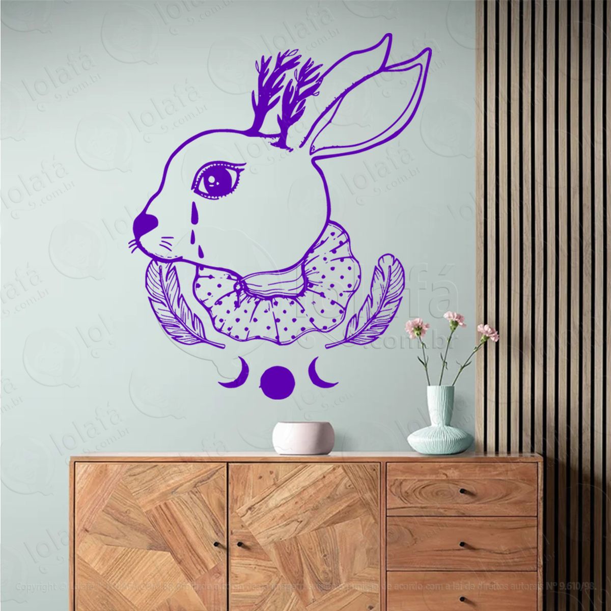 lebre mística mystic hare adesivo de parede decorativo para casa, sala, quarto, vidro e altar ocultista - mod:83