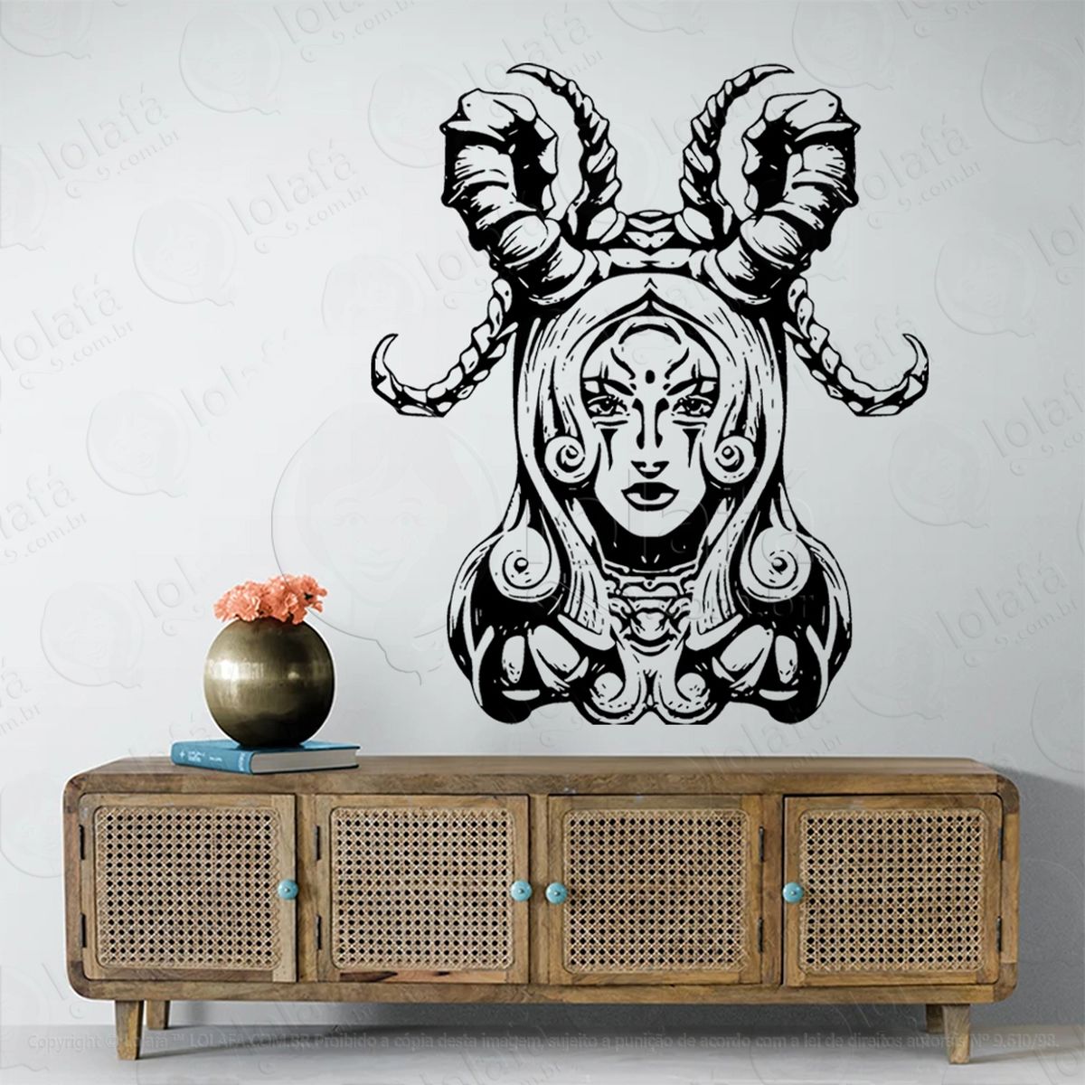 mulher ocultista occult woman adesivo de parede decorativo para casa, sala, quarto, vidro e altar ocultista - mod:85
