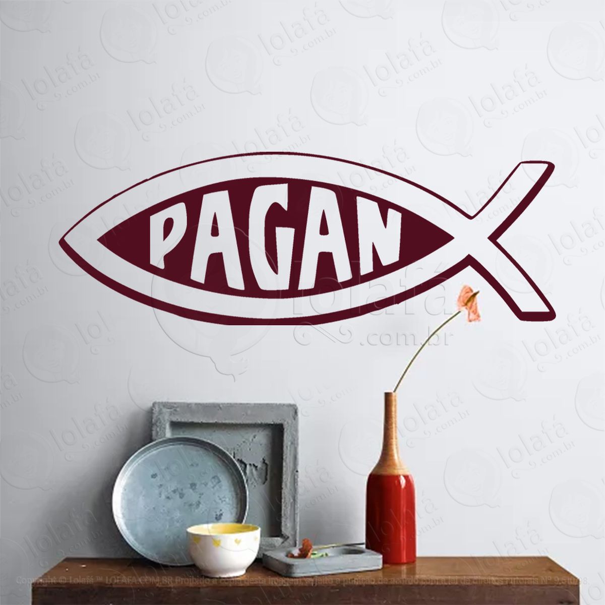 peixe pagão pagan fish adesivo de parede decorativo para casa, sala, quarto, vidro e altar ocultista - mod:91