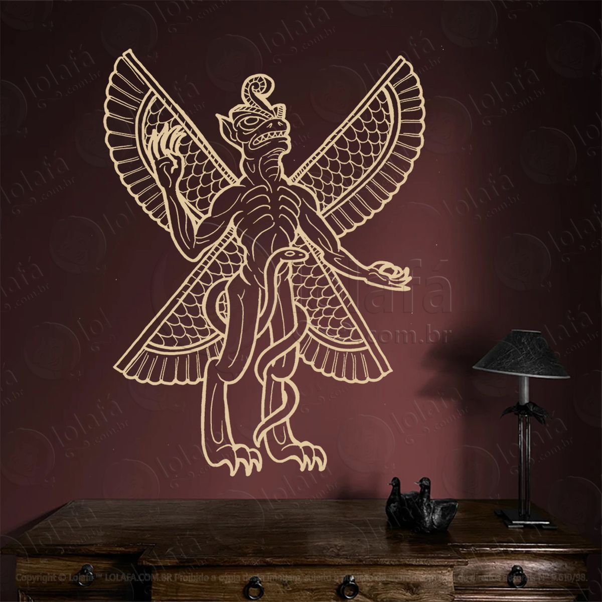 pazuzu adesivo de parede decorativo para casa, sala, quarto, vidro e altar ocultista - mod:93