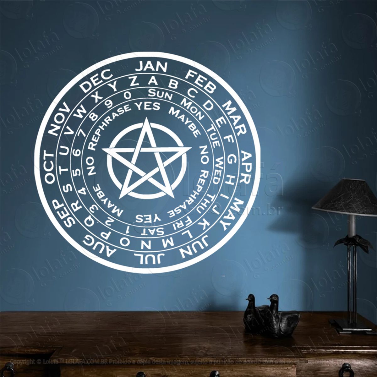 placa pêndulo mêses pendulum board months adesivo de parede decorativo para casa, sala, quarto, vidro e altar ocultista - mod:94