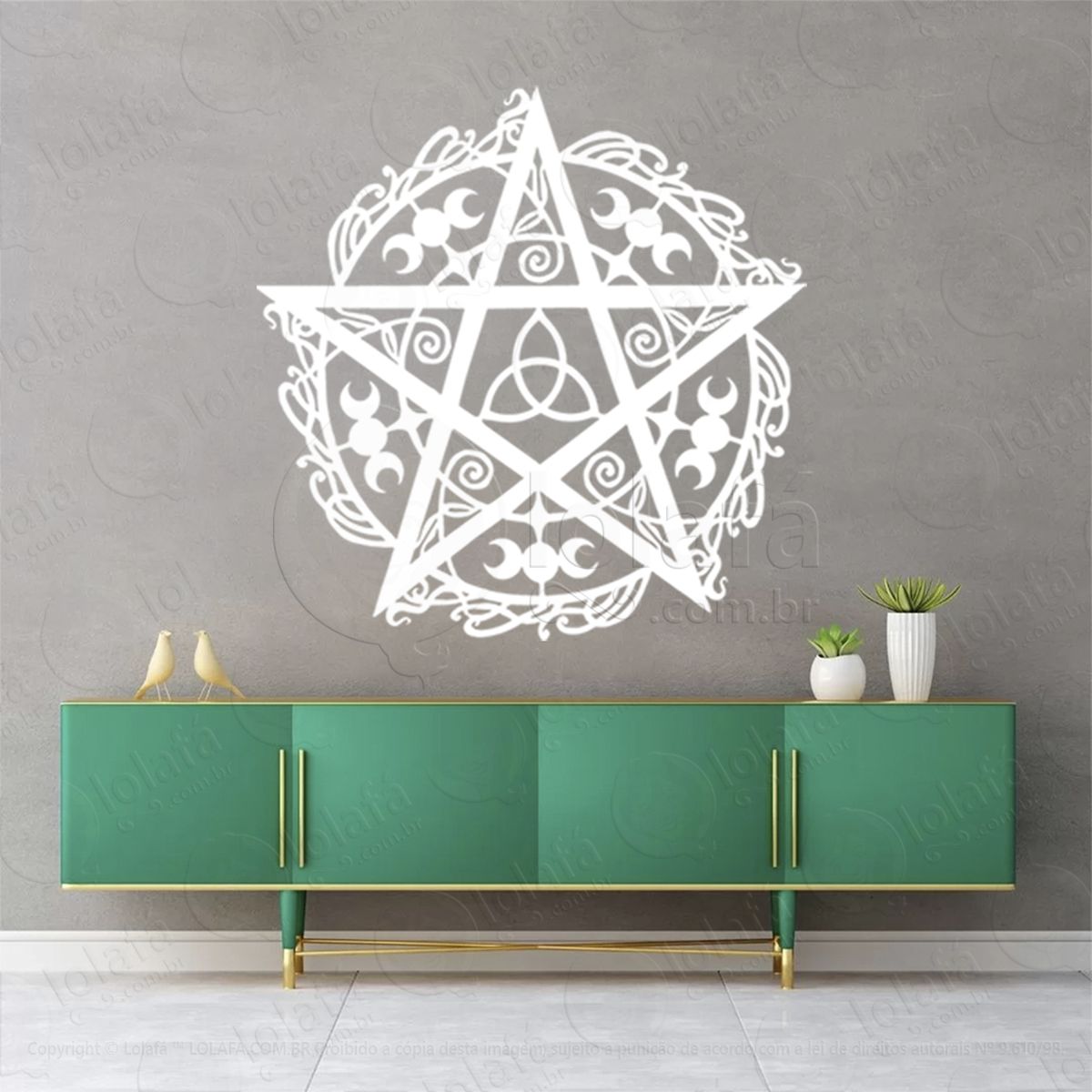 mandala do pentáculo pentacle adesivo de parede decorativo para casa, sala, quarto, vidro e altar ocultista - mod:95